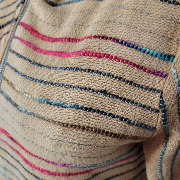 Soft Surroundings Kinsale Bouclé Jacket Top XS Striped Embroidered Cotton Boho - Picture 4 of 12